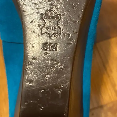 Tory Burch  Teal Suede Chelsea Ballet Wedges Round Toe Size 8 8M