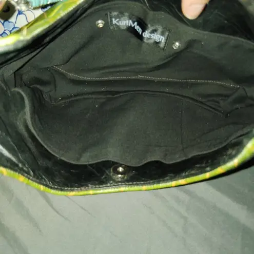 KurtMen Y2K Western Bling Purse Faux Croc Leather Turquoise Cross Cowgirl Design Green