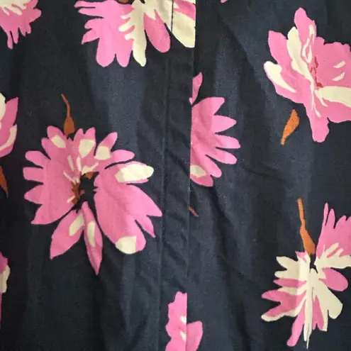 Free Assembly Long Sleeve Floral Dress Navy Blue Pink Size M