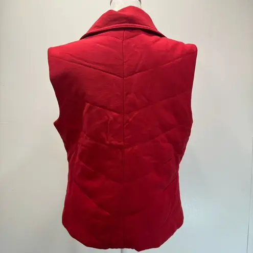 Coldwater Creek Red Quilted Zip Front Vest with Zipper Pockets Size Medium 10-12
