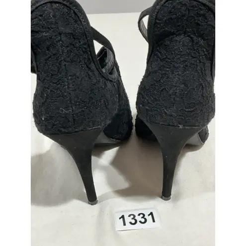 Woman’s Mix No 6 Muse 8.5 Black Open Toe High Heel Ankle Strap Close Dress Shoe