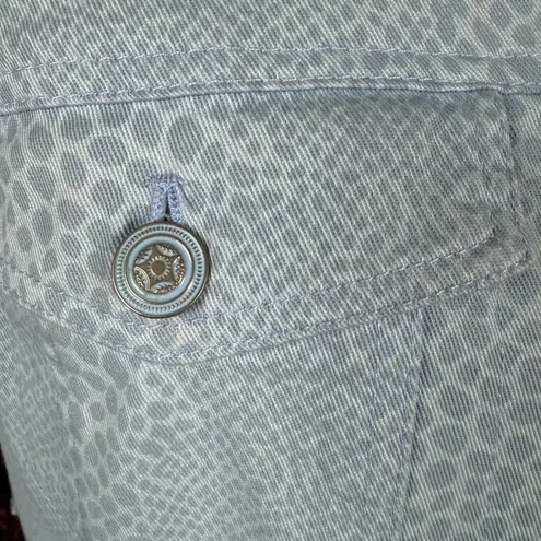 Denim & Co light blue spotted collared 3/4 sleeve jacket size small