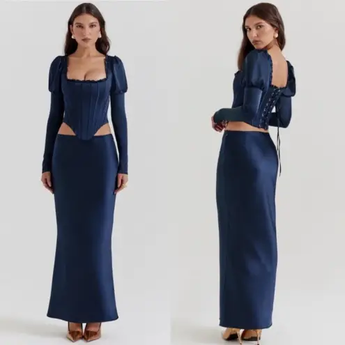 House Of CB  'Dana'‎ Navy Puff Sleeve Corset NWOT