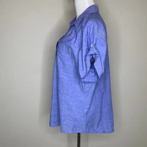 Lee  Cotton Chambray Blue Popover Blouse Sz Large