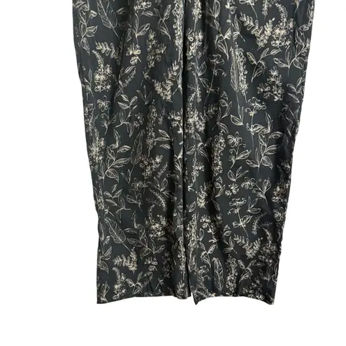 Thakoon Printed Utility Wide Leg Short Sleeve Collared Silk Jumpsuit Size Large Black