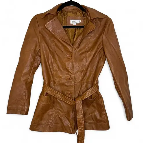 Molly Bracken Brown size XS faux leather belted jacket - Image 1