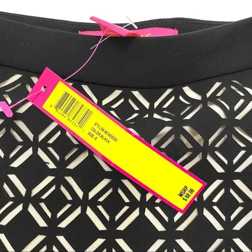 Catherine Malandrino A-line Skirt Laser Cutout design Black Bussiness Size 6 NWT