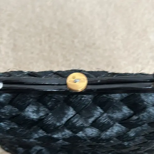 Vintage Black Woven Raffia Purse