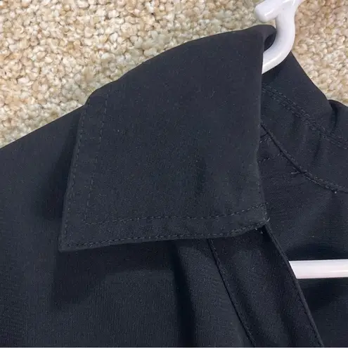 Coldwater Creek Imperfect black blouse large basic top roll tab sleeves minimal