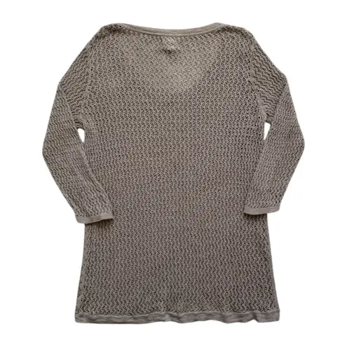 Ruff Hewn Vintage Y2K  Crochet Open Knit Boho Taupe Sweater Size XL