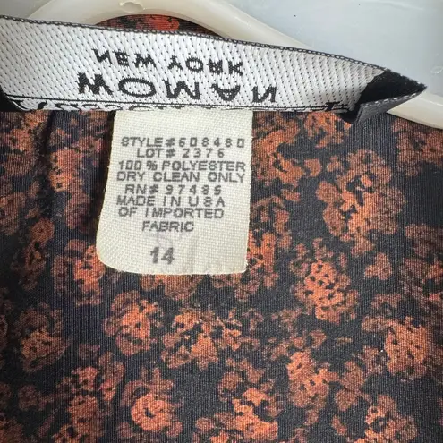 Vintage Russell Kemp Giraffe Print Button Down Blouse Safari Animal Print Sz 14 Brown