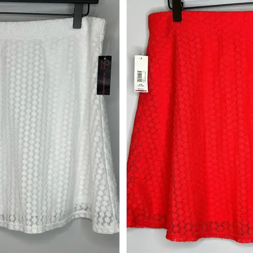 No Boundaries  White and Coral Lace Skater Skirts Size L (11-13) NWT