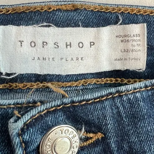 Topshop  Jamie Flare jeans in Mid Blue, 36 waist, 32 inseam EUC