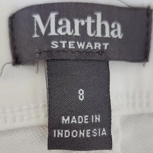 Martha Stewart Women's Jeans Size 8 White Knit Denim Ankle Pull On Elastic NWOT