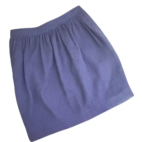 Burberry Brit Woven Short Skirt Womens 6 Blue Pockets Gold Zipper Quiet Luxury