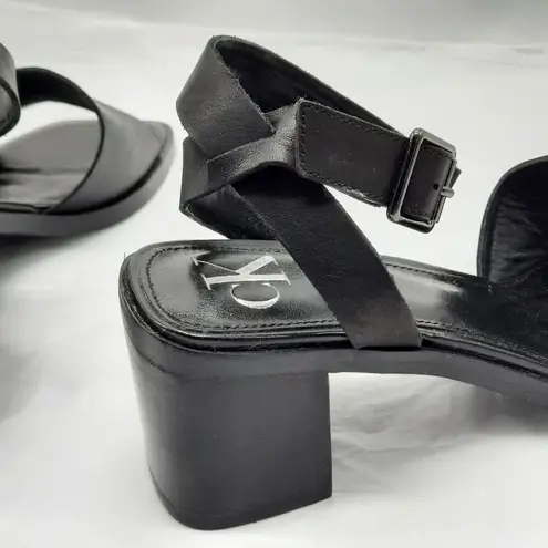 Calvin Klein  Jeans Shoes Women's Size 7.5M Black Leather High Heel Sandals