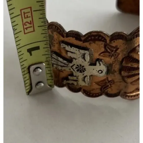 Vintage Native American Navajo Copper Thunderbird eagle Cuff Bracelet Sz 6.5” Brown