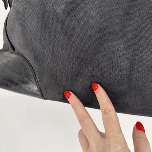 Paul Smith Women's Cotton Leather Trim Double Handle Tote Shoulder Bag Black