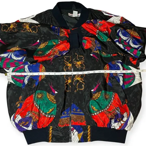 Vintage Kocal 80s Baroque Ornate Hot Air Balloon Print Windbreaker Bomber Jacket Size M