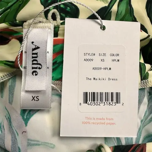 ANDIE NWT Waikiki Swim Cover Dress XS Ivory Palm Leaf Print Beachwear Vacation