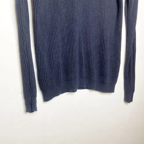 Brandy Melville  Ribbed Knit V Neck Pullover Sweater Cotton Navy Blue