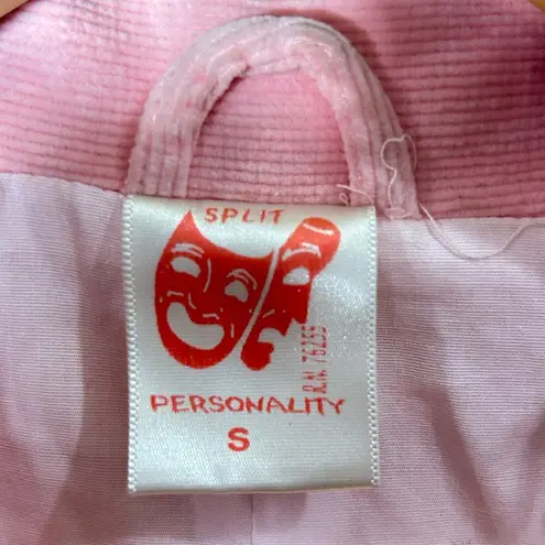 Split Personality Corduroy Blazer Women S Pink Collared Lined Fairycore NEW READ