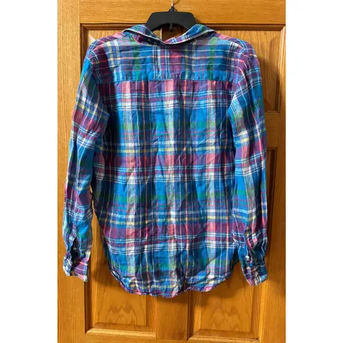 FRANK & EILEEN Madras Plaid Linen Shirt