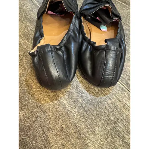 Aquatalia Journee Tassel Black Leather Loafer Flats Shoes 9.5 Ballet Back