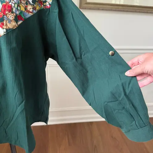 Vintage Tapestry Christmas Button Up Shirt L Green Size L