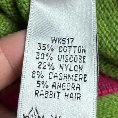 Boden Green Raspberry Trim Knit Blazer Cardigan Jacket 18 Cottage Pretty