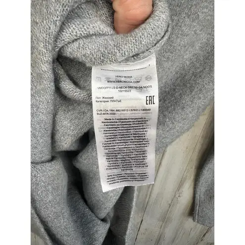 VERO MODA Gray Doffy Long Sleeve Knit Crew Neck Sweater Dress Size S