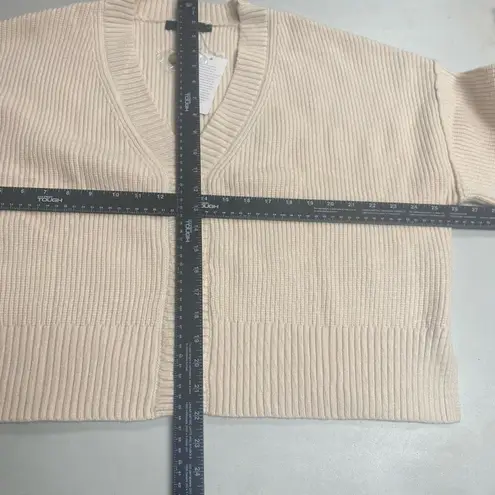 LILLUSORY Women’s Soft Knit Oversized Short Button Down Sweater Cardigan XL TAN