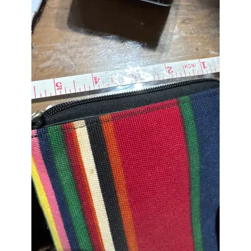 Vintage Datafax Organizer Crossbody Bag Colorful Striped Planner Purse Black