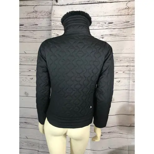 Marmot “St Moritz” Black Quilted Puffer Coat with faux Fur Collar size small