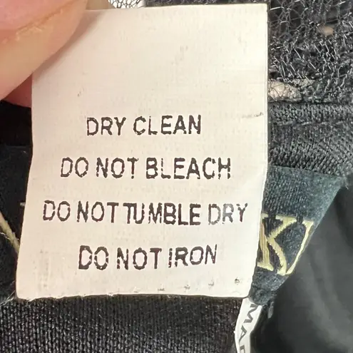 NIKIBIKI Black Lace Halter Cocktail Dress Size M Scalloped Hem