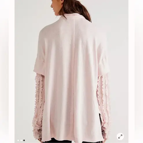 Free People On Your Sleeve Light Pink Ruffle Layered Look Knit Top