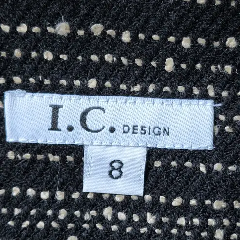 I.C. Design Black White Tweed Boucle Fringe Skirt Size 8