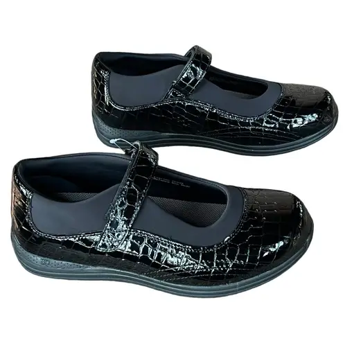 Drew  Rose Mary Jane Shoes 10.5 WW 2E Black Croc Patent Leather Diabetic Comfort