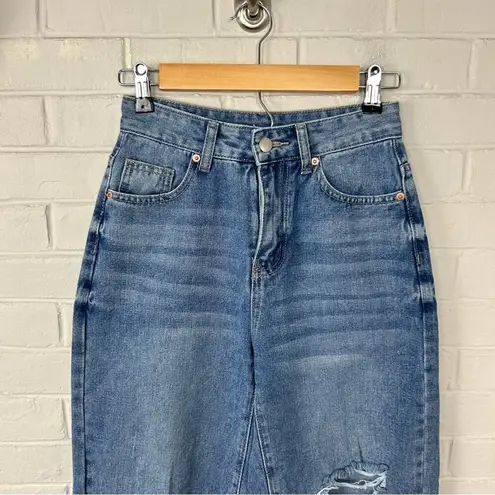 SheIn  High Rise Distressed Denim Jeans Size XSP