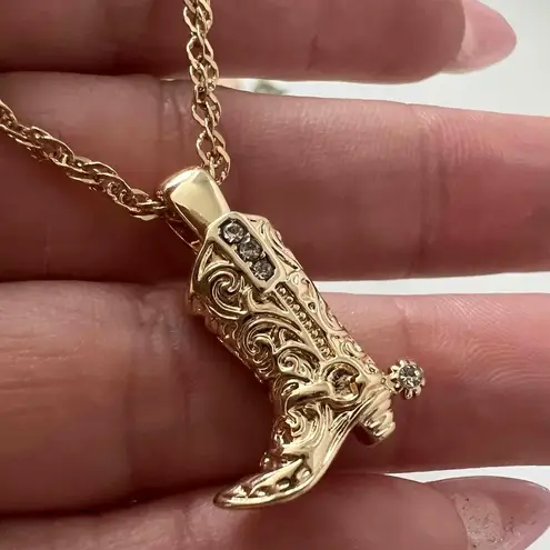 Anthropologie Gold Plated Boot Chain Pendant Necklace stainless steel jewelry