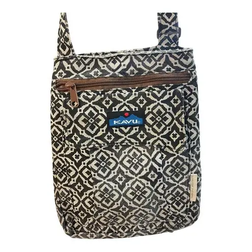 KAVU  Keeper Crossbody Bag Purse Limited Edition Black White Geometric Canvas