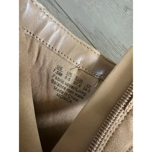 Fergalicious Brown Suede Peep Toe Ankle Boots with Bows Size 7.5