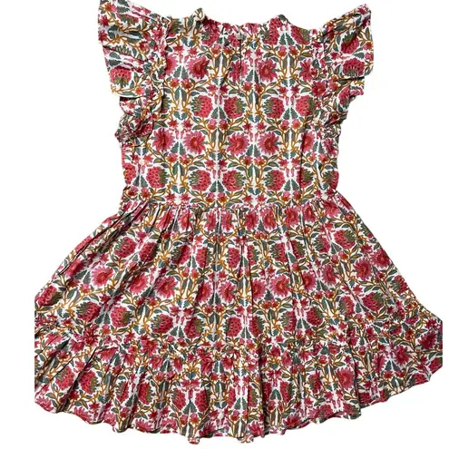 Caroline Constas New York Cottage Strawberry Print Flutter Sleeves Size Medium Red