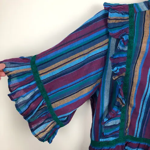 dRA Tabi Top Laurel Stripe Peplum New NWT Ruffles Multi Size XS