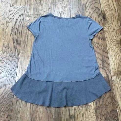Dylan 100% cotton boho grey waffle trimmed short sleeve tshirt size M