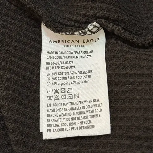 American Eagle  black waffle knit long sleeve women’s size large