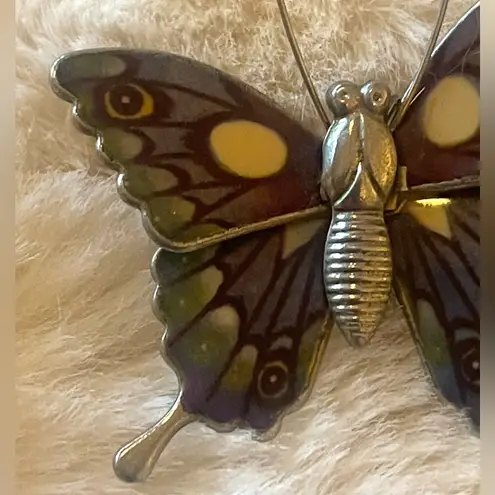 Vintage Butterfly Brooch Pin With Colorful Glitter Enamel Wings