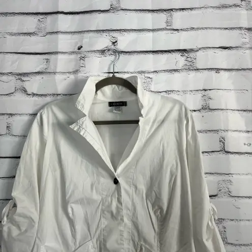 XCVI White Lightweight Button Front Jacket Women’s S Ruched Pockets Cropped