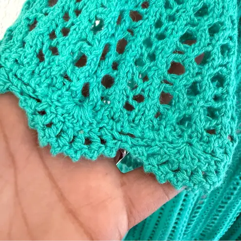 Jessica London Womens Duster Teal Crochet Short Sleeve Plus Size 26/28