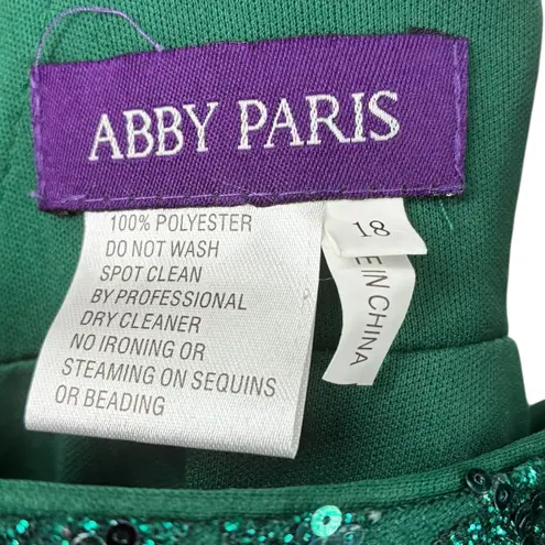 Abby Paris Plus! 93134 Emerald Sequin Deep V Neck Sleeveless Mini Dress Size 18